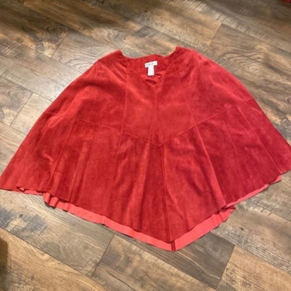 NWOT Red suede poncho one size​​